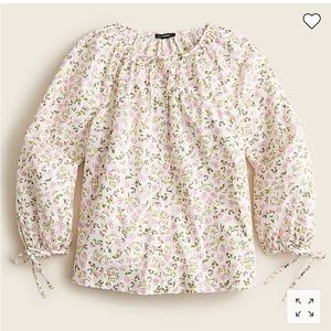 J. Crew tie-sleeve button-front cotton poplin top in meadow floral